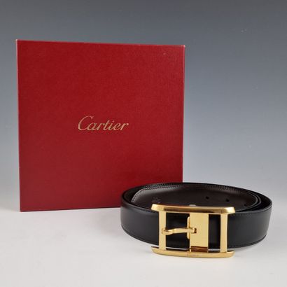 CARTIER - Reversible belt in black and brown...