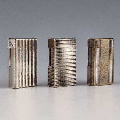 S.T DUPONT PARIS - THREE silver-plated gas...