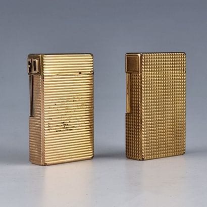 S.T DUPONT PARIS - TWO GOLD-PLATED GAS POCKET...