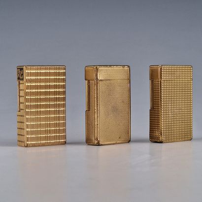 S.T DUPONT PARIS - THREE GOLD-PLATED GAS...