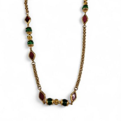 CHANEL circa 1990 - Gilded metal SAUTOIR...