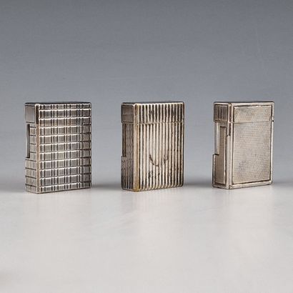 S.T DUPONT PARIS - THREE silver-plated gas...