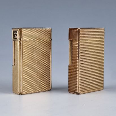 S.T DUPONT - TWO GOLD-PLATED POCKET GAS BRIQUETS...