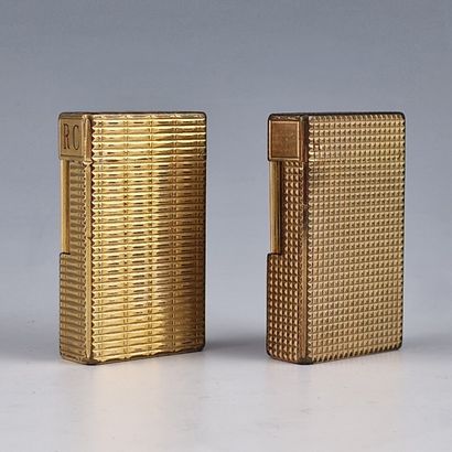 S.T DUPONT PARIS - TWO GOLD-PLATED GAS POCKET...