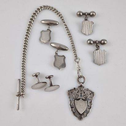 TWO PAIRS OF SHACKLE BUTTONS AND A SHACKLE...