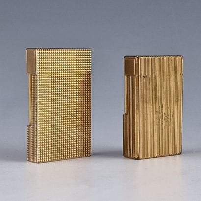 S.T DUPONT PARIS - TWO GOLD-PLATED GAS POCKET...
