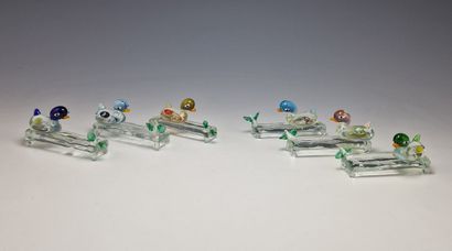 MURANO - SET OF 6 COLORED GLASS HOLDERS -...