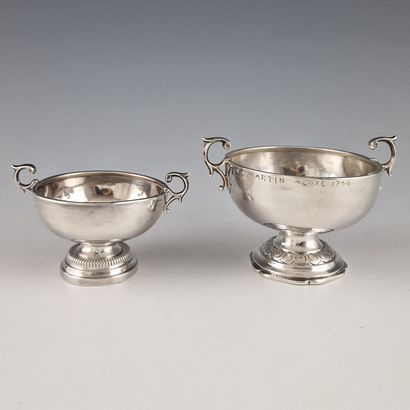 TWO SMALL CUPS of two sizes in the form of...