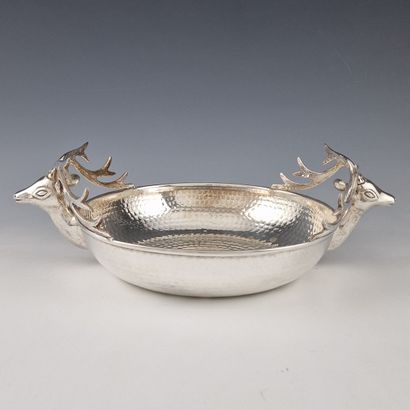 ROUND CUP in hammered silver-plated metal...