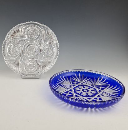 TWO ROUND PLATES OF TWO SIZES in cut crystal...