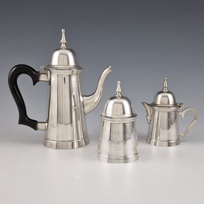 3 PIECES TETE A TETE COFFEE SET in silver-plated...