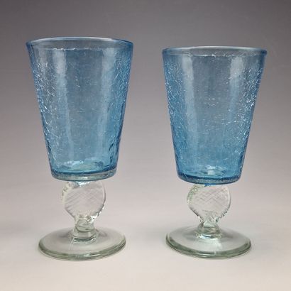 SET OF 14 modern lavender blue marbled glass...
