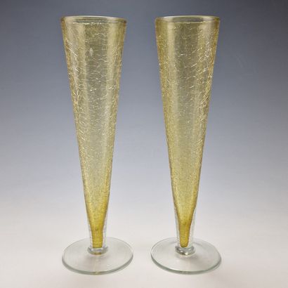 SET OF 8 LARGE CHAMPAGNE FLUTES with old...