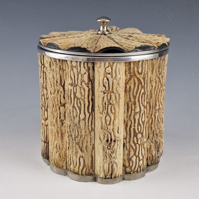 Cylindrical, gadrooned GLACON BASKET in stainless...