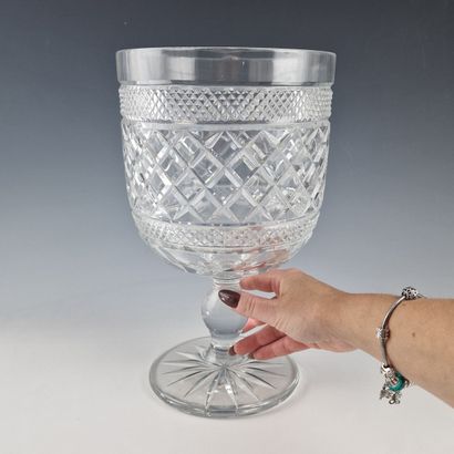LARGE GLASS SHAPED VASE in white crystal...