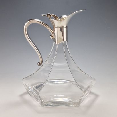 AIGUIERE in cut white crystal and silver-plated...