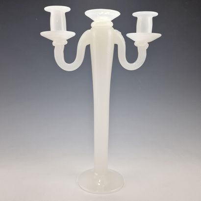 CANDELABRE WITH TWO LIGHTS in white pate...