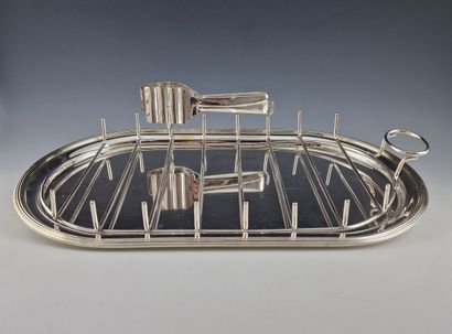 LARGE OVAL ASPARAGUS PLAT in silver-plated...