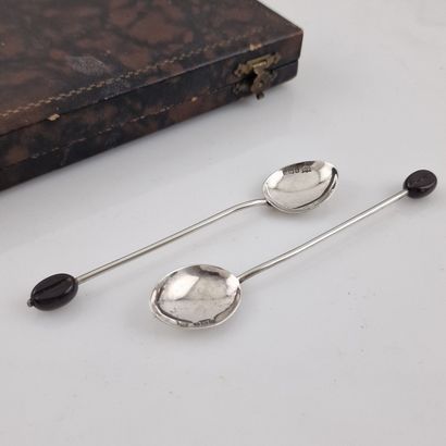 SET OF 6 MOKA SPOONS in silver 925 Millièmes...