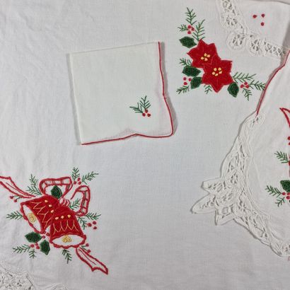 SQUARE CHRISTMAS TEA PAN AND 6 SERVIETTES...