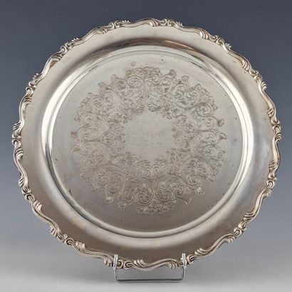 ROUND PLATEAU in silver plated metal, English...