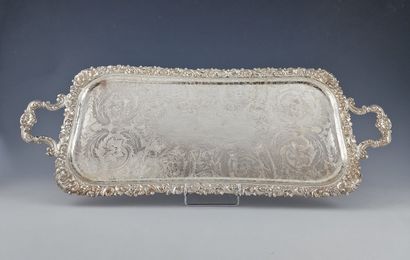 RECTANGULAR silver-plated serving tray with...