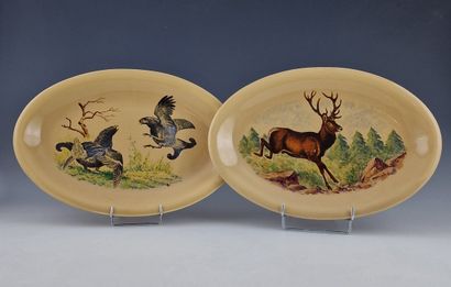 PROCERAM - PAIR OF OVAL GAME PLATES in fine...