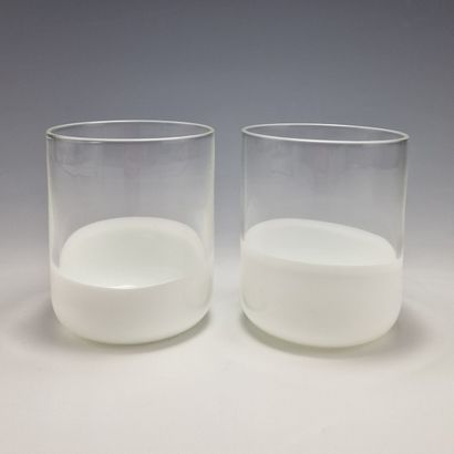 ZAFFERANO (?) - SET OF 15 WHITE GLASS GOBELETS...