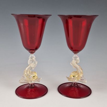 PAULY MURANO - SUITE OF 9 CHAMPAGNE COUPES...