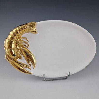 SET OF 12 OVAL CRUSTACES DISHES in white...