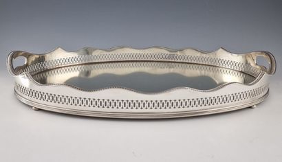 OVAL SERVICE TRAY with gallery and openwork...