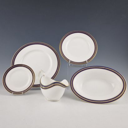 COALPORT - BLUE WHEAT MODEL - 42 PIECES WHITE...
