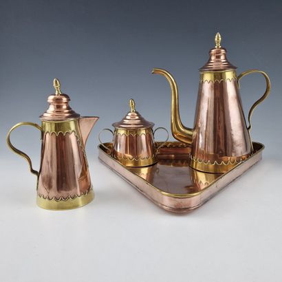 H. POMMIER BRUXELLES - 4-PIECE ORIENTAL COFFEE...