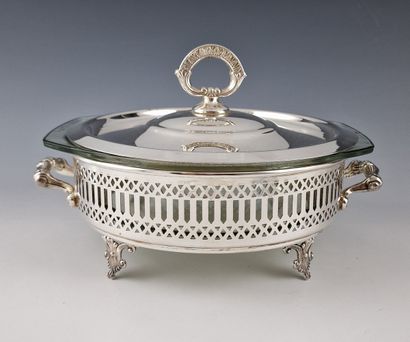 ROUND COVERED GRATIN PLAT in silver plated...