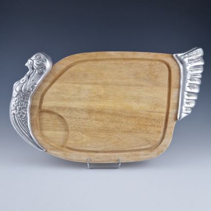 Modern wood and pewter turkey carving board...
