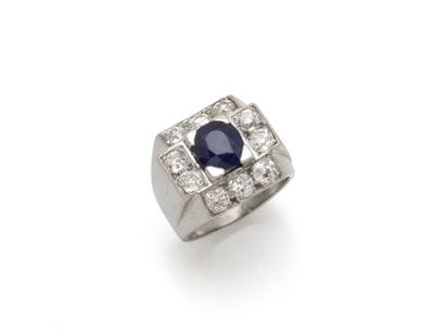 TANK ring in platinum 850 thousandths, set...