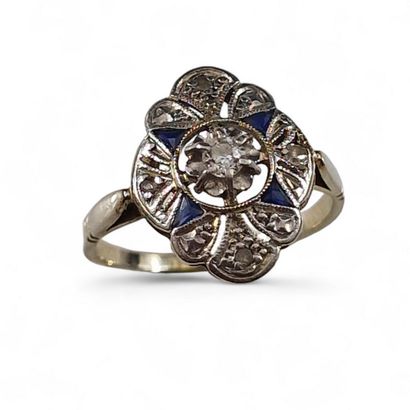 BAGUE MARQUISE Circa 1900 en or gris 750...