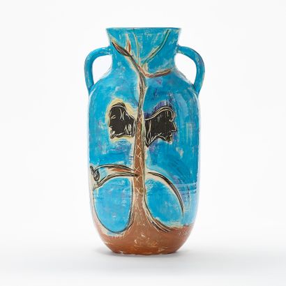 André LAURENTI (1959)
VASE with face 
Glazed...