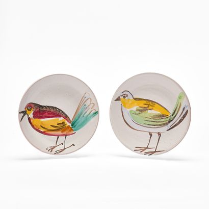 Robert PICAULT (1919-2000)
PAIR OF BIRD PLATES...