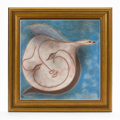 Gilbert VALENTIN (1928-2001)
BIRD FACE PLAQUE
Glazed...