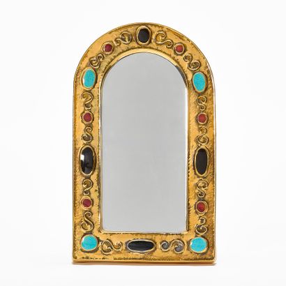 François LEMBO (1930-2013)
OVAL MIRROR 
Gold-glazed...