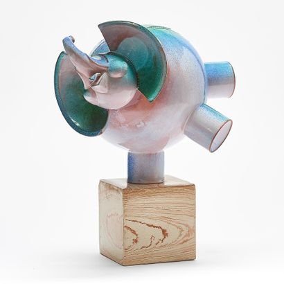 Antoine ARNAUD XXth Century 
ELEPHANT SCULPTURE
Glazed...