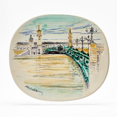 MICHEL HENRY (1928-2016)
PLAT pont à Paris
Céramique...