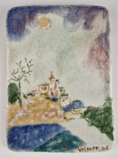 Voldemar VOLKOFF (1932-2007) 
PLAQUE Landscape
Glazed...