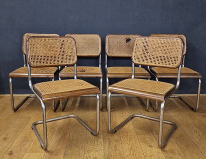 After Marcel BREUER
Suite of 6 TRAINEAU SEATS
Tubular...