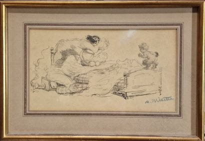 Adolphe WILLETTE (1857-1926) 
Fillette éffarouchée...