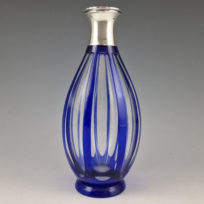 Cobalt-blue and white overlay cut crystal...