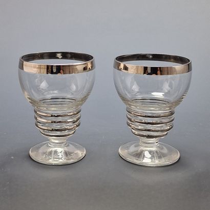 SET OF 8 Art Deco molded crystal ALCOHOL...