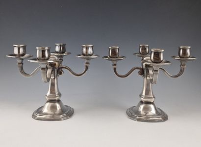 ERCUIS - PAIR OF FOUR-LIGHT TABLE CANDELABRES...