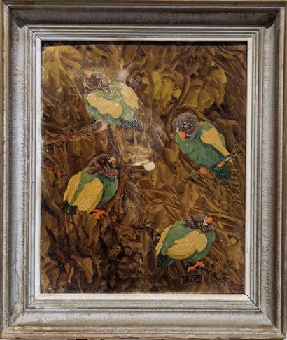 Pierre RAFFY (1919 - 1990) Pink flamingos...